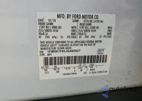 2018 Ford Explorer Limited z USA, uszkodzony, nr VIN 1FM5K7F83JGA85927